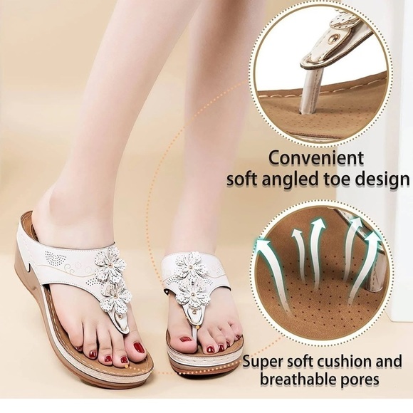 HARENCE Sandals W/ Arch Support & Massage Orthopedic Slip on Shoes Sz 41… - Picture 3 of 6